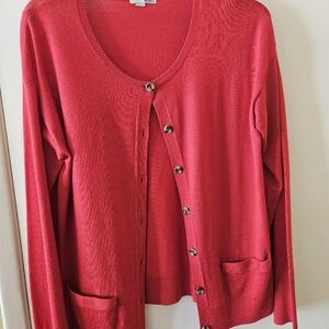 Women's Red Button-Up Sweater
